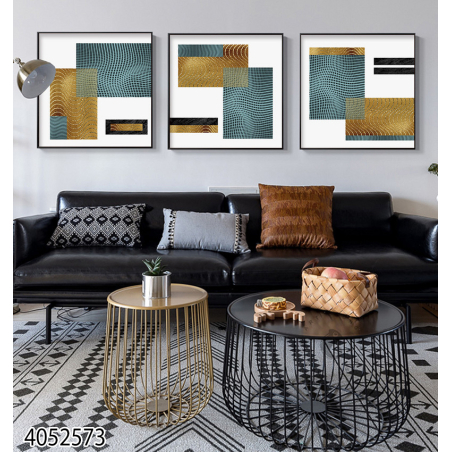 שלישיית תמונות מרובעות לסלון על קנבס עם אפשרות זיגוג דגם 4052573