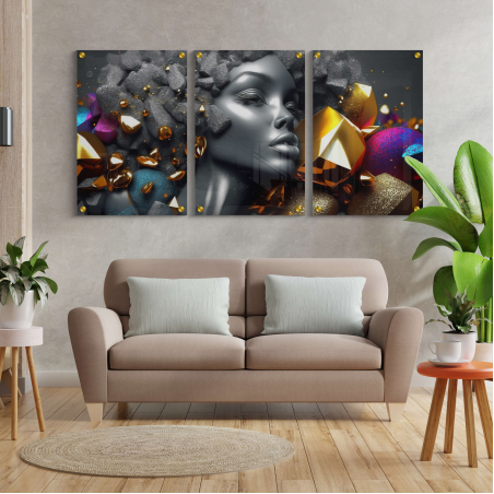 סט תמונות מודרני לסלון על זכוכית בשלושה חלקים דגם 150911