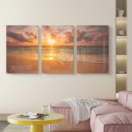 שלישיית תמונות זכוכית לסלון/פינת אוכל 