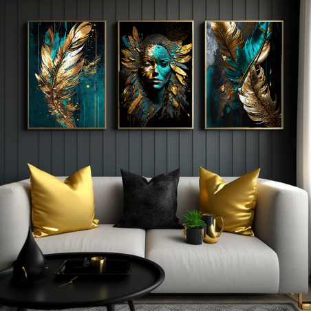 שלשה על קנבס כותנה!! מתוח וממוסגר לסלון או למשרד דגם 769010