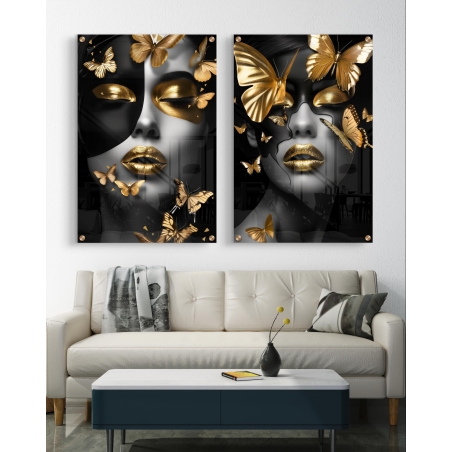 זוג תמונות על זכוכית לסלון 