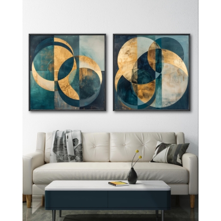 זוג תמונות מרובעות בסגנון גאומטרי 