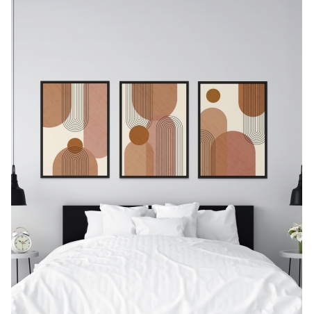 שלשת תמונות על קנבס כותנה בסגנון גאומטרי 