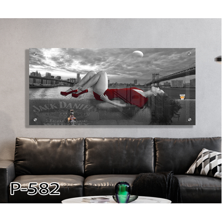 תמונת זכוכית ג'ק דניאלס  לחדר שינה  או לסלון  דגם P-582