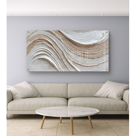 גלי מרקם בגווני שמנת ובז׳ על זכוכית – תמונת זכוכית מינימליסטית | GX4174