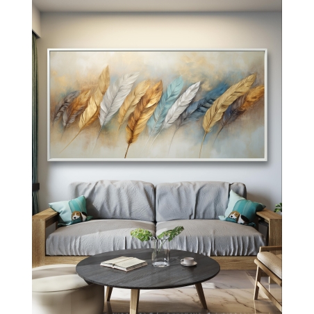 תמונת קנבס אבסטרקט נוצות לסלון דגם 1211231