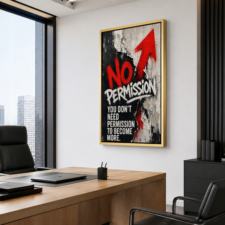 תמונת קנבס מוטיבציה גרפיטי NO PERMISSION | דגם MV102