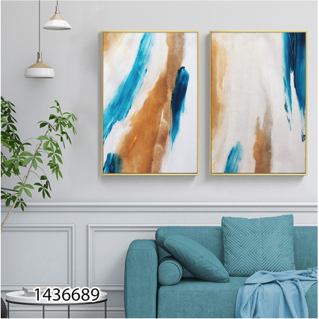 זוג תמונות  לסלון או לחדר השינה מודפסות על בד כותנה אומנותי דגם  1436689