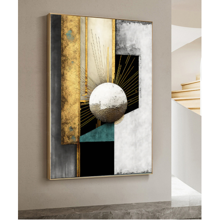 תמונה לסלון או למשרד אבסטרקט גוונים של שחור וזהב מודפסת על קנבס דגם 150324