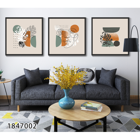 שלישיית תמונות מרובעות לסלון/פינת אוכל/ משרד דגם 1847002