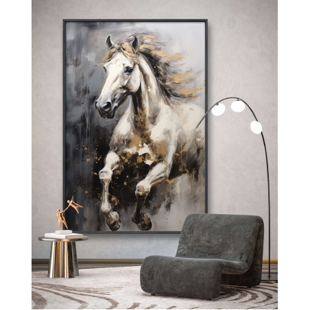 תמונת קנבס סוס בלבן וזהב דגם 1709231