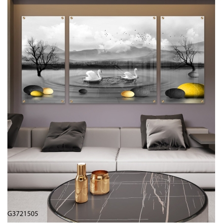 תמונה מחולקת לסלון מודפסת על זכוכית דגם G3721505