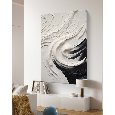 תמונת קנבס שחור לבן אבסטרקט על בד כותנה דגם 1711233