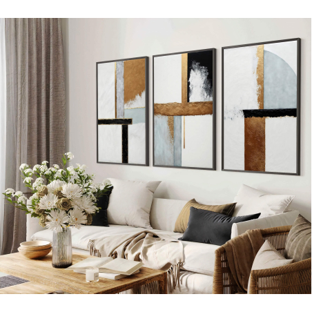 שלשה על קנבס כותנה!! מתוח וממוסגר לסלון או למשרד דגם 100323