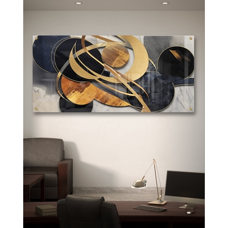 תמונת זכוכית סגנון גיאומטרי לסלון , פינת אוכל או למשרד דגם - B10107