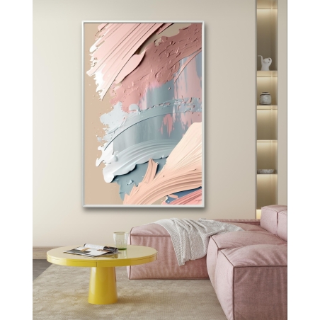 תמונת קנבס מהממת בסגנון אבסטרקט גוונים ורוד תכלת וכתום אפרסק דגם - A30072