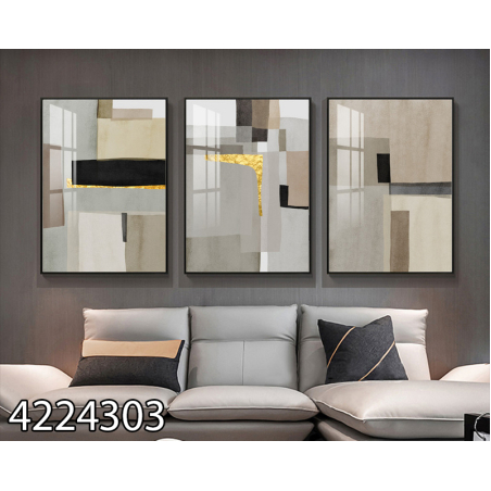 שלשה על קנבס אבסטרקט מתוח וממוסגר לחדר השינה או לסלון דגם 4224303