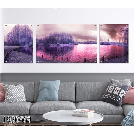 תמונה מחולקת לסלון מודפסת על זכוכית דגם 1930669