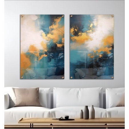 זוג תמונות זכוכית אבסטרקט דגם 160712