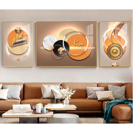 תמונת תלת מימד מחולקת לסלון על קנבס עם אפשרות לחיפוי זכוכית דגם 6065442