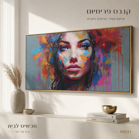 פורטרט אישה צבעוני בסגנון אקספרסיוניסטי – תמונת קנבס פרימיום לרוחב – דגם PR551