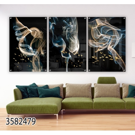 שלישיית תמונות לפינת אוכל או לסלון מודפסות על זכוכית דגם 3582479