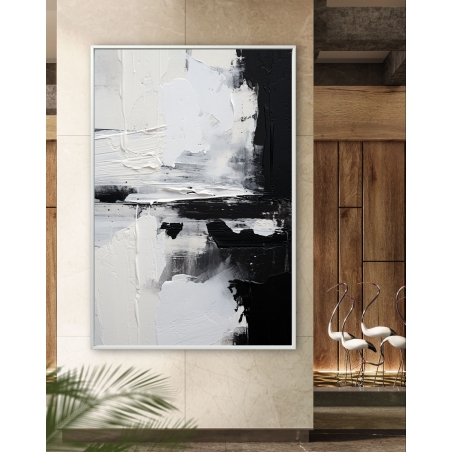 תמונת קנבס מהממת אבסרקט שחור לבן  דגם 1711236