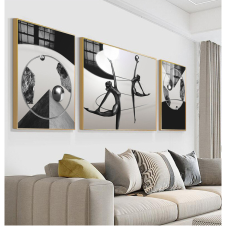 תמונת אבסטרקט מחולקת לסלון על קנבס עם אפשרות לחיפוי זכוכית דגם 7659067