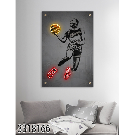 תמונה מעוצבת אומנותית של מייקל ג'ורדן לכל חלל מודפסת על זכוכית דגם 3318166