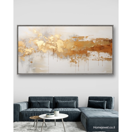 תמונת קנבס ממוסגרת אבסטרקט זהב דגם 299231