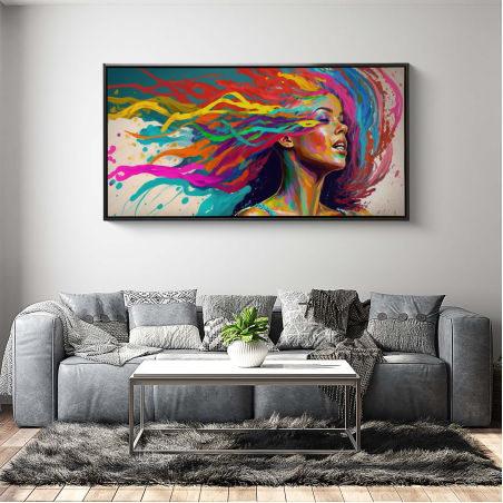 תמונת קנבס של אישה עם שיער צבעוני בסגנון מיוחד דגם 235942