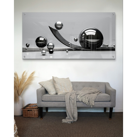 תמונת זכוכית לסלון בסגנון גאומטרי תלת מימד 