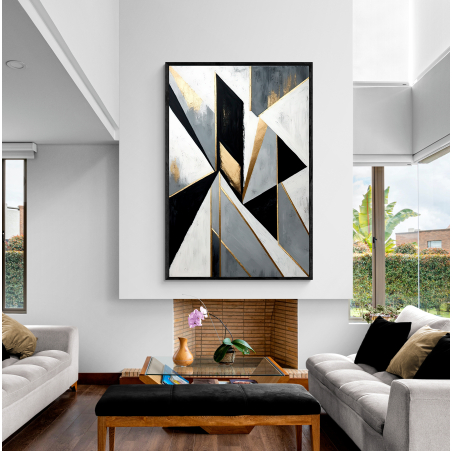תמונה לסלון או למשרד אבסטרקט גוונים של שחור וזהב מודפסת על קנבס דגם 567446