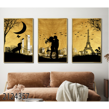 שלשה על קנבס כותנה!! מתוח וממוסגר לסלון או למשרד דגם 2124357