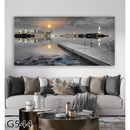 תמונת זכוכית מקורית לסלון למטבח או לפינת האוכל מודפסת על זכוכית דגם-G544