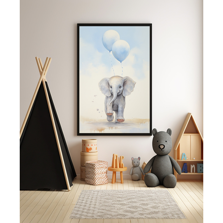 תמונה מקורית לחדר ילדים פיל חמוד עם בלונים דגם- 4082326