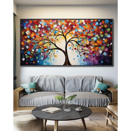 תמונת קנבס צבעונית לסלון בסגנון עצים 