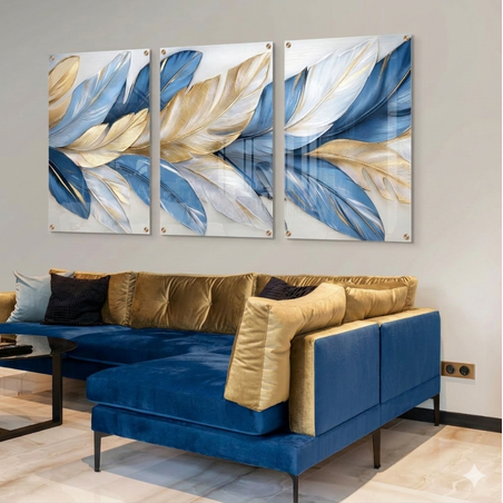 תמונת זכוכית שלושה חלקים בעיצוב מודרני