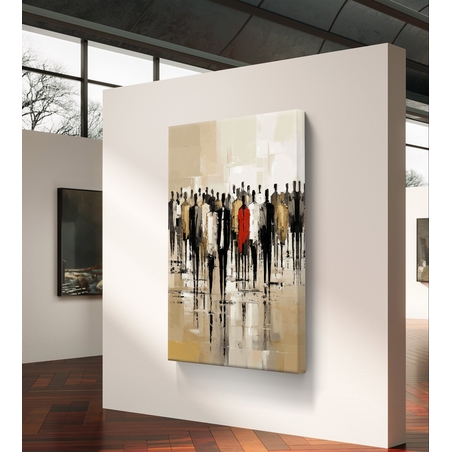 תמונת קנבס גדולה עם דמות באדום במרכז הקומפוזיציה