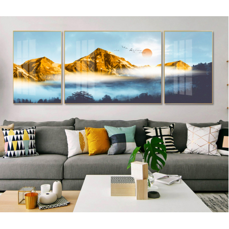 תמונת תלת מימד מחולקת לסלון על קנבס עם אפשרות לחיפוי זכוכית דגם F909143