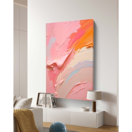 תמונת קנבס סגנון אבסטרקט גוונים ורוד וכתום דגם - R20051