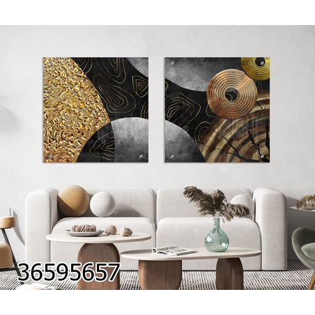 זוג תמונות אבסרקט בהדפסה ישירה על זכוכית דגם 36595657