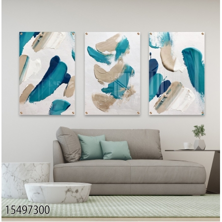 שלישיית תמונות לפינת אוכל או לסלון מודפסות על זכוכית דגם 15497300