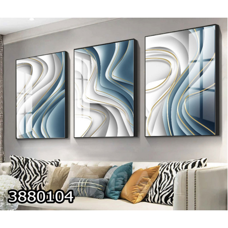 שלשה על קנבס מתוח וממוסגר לסלון או למשרד דגם 3880104