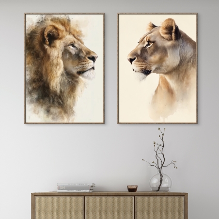 זוג תמונות קנבס של אריה ואריהה בעיצוב יוקרתי מקולקציית NEXTGEN BY BAR מבית תכשיט לבית