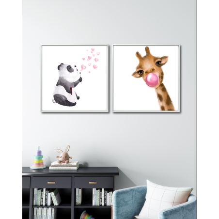 זוג תמונות מרובעות על קנבס לחדר ילדים 