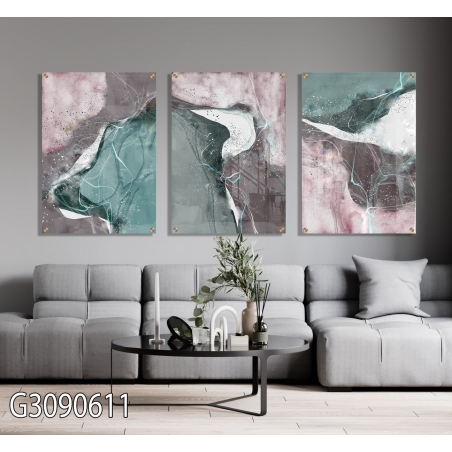 שלישיית תמונות לפינת אוכל או לסלון מודפסות על זכוכית דגם G3090611