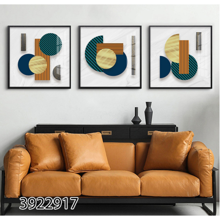 שלישיית תמונות מרובעות לסלון על קנבס עם אפשרות זיגוג דגם 3922917