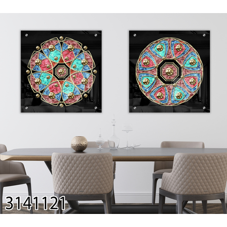 זוג תמונות אבסטרקט תלת מימד בהדפסה ישירה על זכוכית דגם 3141121