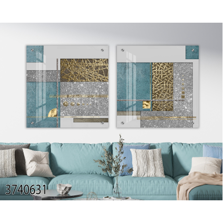 זוג תמונות אבסטרקט תלת מימד בהדפסה ישירה על זכוכית דגם 3740631